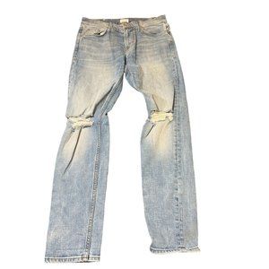Hudson Sartor Men Jeans Relaxed Skinny Blue Distressed Holes at Knees Size 30